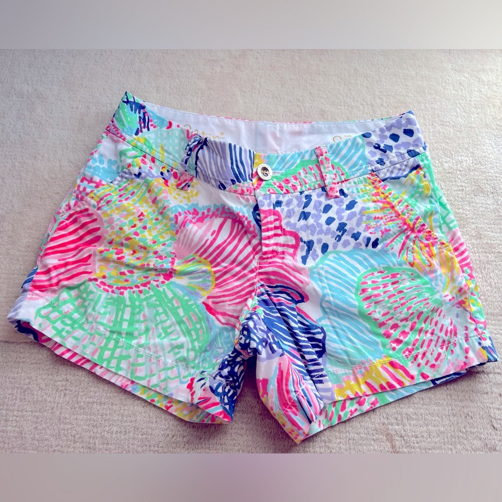 Lilly pulitzer pink green blue yellow Callahan shorts size 0